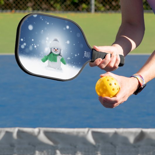 クリスマスの冬の雪だるま滑りやすいジョー緑のスカーフm ピックルボールラケット (インサイチュ)