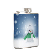 クリスマスの冬の雪だるま滑りやすいジョー緑のスカーフm フラスク (右)