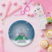 クリスマスの冬の雪だるま滑りやすいジョー緑のスカーフm ペーパープレート (パーティー)