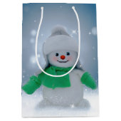 クリスマスの冬の雪だるま滑りやすいジョー緑のスカーフm ミディアムペーパーバッグ (正面)