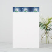 クリスマスの冬の雪だるま滑りやすいジョー緑のスカーフm 便箋 (スタンド正面)