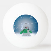 クリスマスの冬の雪だるま滑りやすいジョー緑のスカーフm 卓球ボール (裏面)
