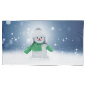 クリスマスの冬の雪だるま滑りやすいジョー緑のスカーフm 枕カバー (正面)