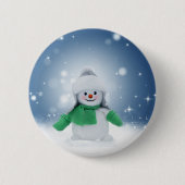 クリスマスの冬の雪だるま滑りやすいジョー緑のスカーフm 缶バッジ (正面)