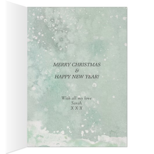 クリスマスの冬の雪は1枚のI愛カードを孤色に変色させます (内側 (右))