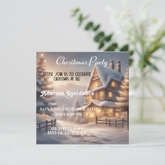 クリスマスの冬の風景 クリスマスパーティー 招待状