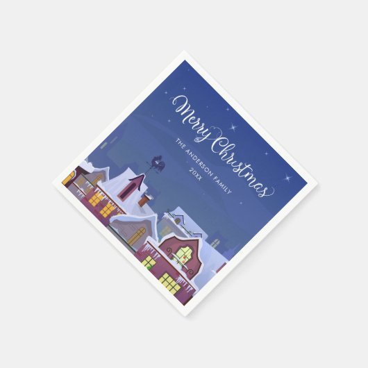 クリスマスの冬の風物詩 スタンダードカクテルナプキン (角)