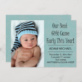 クリスマスの冬休みの誕生の発表 シーズンカード (正面/裏面)