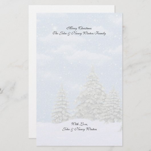 クリスマスの冬場面文房具 便箋 (正面/裏面)