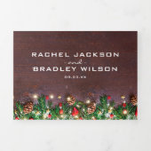 クリスマスの冬素朴の結婚式 三つ折り招待状 (カバー)