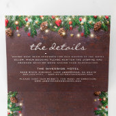 クリスマスの冬素朴の結婚式 三つ折り招待状 (内部最初)