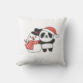クリスマスの冬雪だるま付きパンダ クッション (正面)