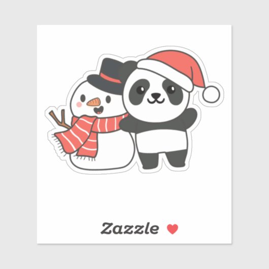 クリスマスの冬雪だるま付きパンダ シール (シート)