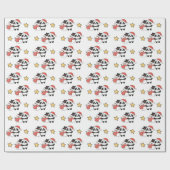 クリスマスの冬雪だるま付きパンダ ラッピングペーパー (フラット)