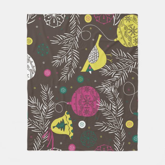 クリスマスの冬：季節のパターン。 フリースブランケット (正面)