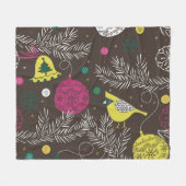 クリスマスの冬：季節のパターン。 フリースブランケット (正面(横))