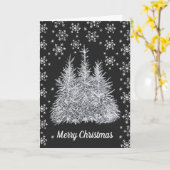 クリスマスの冬 – 白黒 カード (黄色い花)