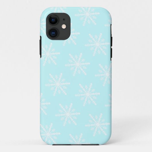 クリスマスの凍った青い雪の結晶模様 Case-Mate iPhoneケース (裏面)