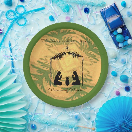 クリスマスの出生のコラージュ ペーパープレート (パーティー)