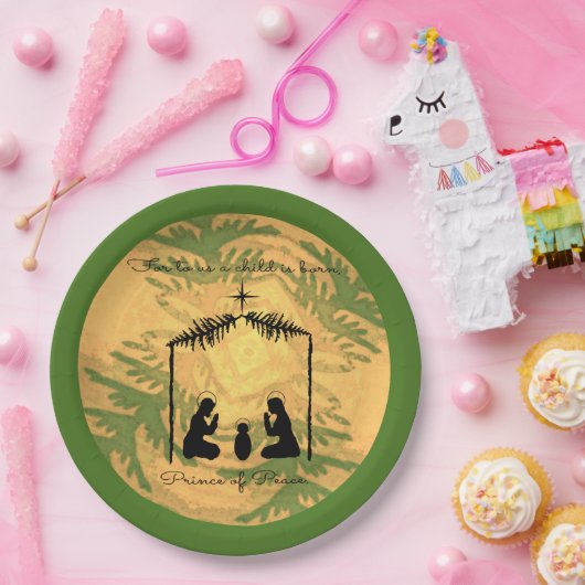クリスマスの出生のコラージュ ペーパープレート (パーティー)