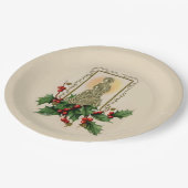 クリスマスの出生のヴィンテージのヒイラギの果実 ペーパープレート (アングル)