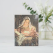 クリスマスの出生場面メリー及びベビーイエス・キリスト シーズンポストカード (スタンド正面)