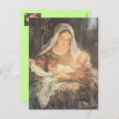 クリスマスの出生場面メリー及びベビーイエス・キリスト シーズンポストカード (正面/裏面)