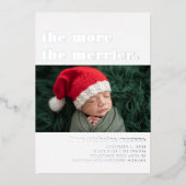 クリスマスの出産報告｜みんなで集まろう 箔招待状 (正面)