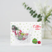 クリスマスの切れ端に満ちたオーナメントヴィンテージ シーズンポストカード (スタンド正面)