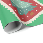 クリスマスの切手おもしろい緑パーソナライズされた ラッピングペーパー (ロールコーナー)