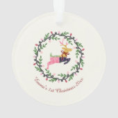 クリスマスの初めのリースの鹿のカスタムアクリル オーナメント (裏面)