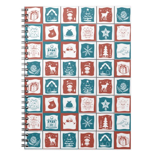 クリスマスの到来インスパイアモザイクタイル ノートブック (正面)
