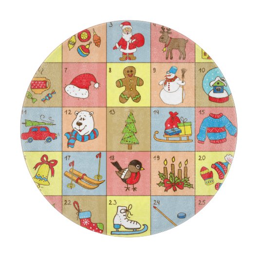 クリスマスの到来： Doodle要素コレクション カッティングボード (正面)