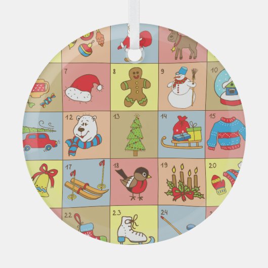 クリスマスの到来: Doodle要素コレクション ガラスオーナメント (正面)
