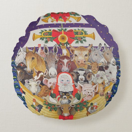 クリスマスの到着 ラウンドクッション (正面)