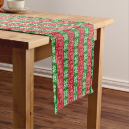 クリスマスの刺繍の雪の結晶、クリスマスツリー、 ショートテーブルランナー