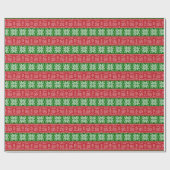 クリスマスの刺繍をした雪の結晶、クリスマスの木。 ラッピングペーパー (フラット)
