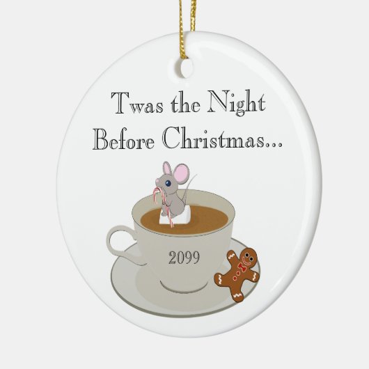 クリスマスの前に自分自身の文字の夜を追加する セラミックオーナメント (左)