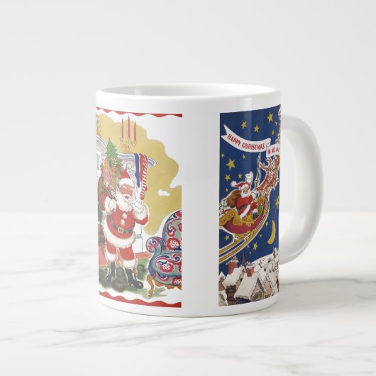 クリスマスの前のトワズナイトからヴィンテージサンタ3 ジャンボコーヒーマグカップ (正面右)