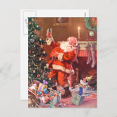 クリスマスの前の夜のサンタクロース シーズンポストカード (正面/裏面)