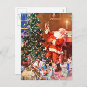 クリスマスの前の夜のサンタクロース シーズンポストカード (正面/裏面)