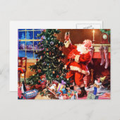 クリスマスの前の夜のサンタクロース シーズンポストカード (正面/裏面)