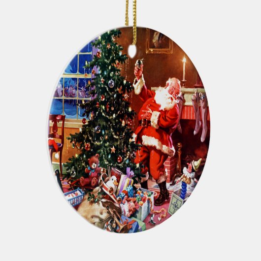 クリスマスの前の夜のサンタクロース セラミックオーナメント (右)