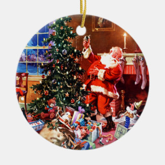 クリスマスの前の夜のサンタクロース セラミックオーナメント