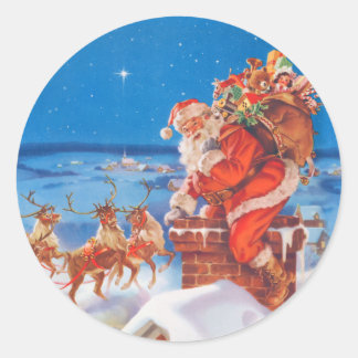 クリスマスの前の夜のサンタクロース ラウンドシール