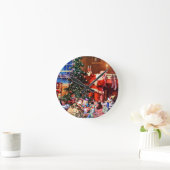 クリスマスの前の夜のサンタクロース ラウンド壁時計 (ホーム)