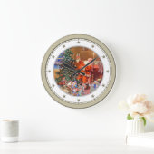 クリスマスの前の夜のサンタ ラージ壁時計 (ホーム)