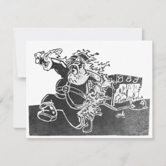 クリスマスの前の夜のリノカット版画 出欠カード