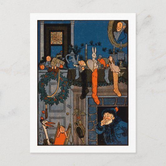 クリスマスの前の夜、Denlow著、1903年(colou シーズンポストカード (正面)