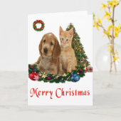 クリスマスの動物たち カード (黄色い花)